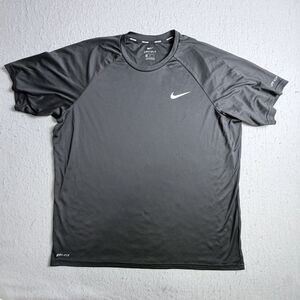 NIKE Swim Men Dri-Fit Black T-Shirt XL Running Gym Workout Athletic Short Sleeve